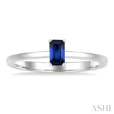 5x3 MM Octagon Shape Sapphire Precious Solitaire Ring in 14K White Gold